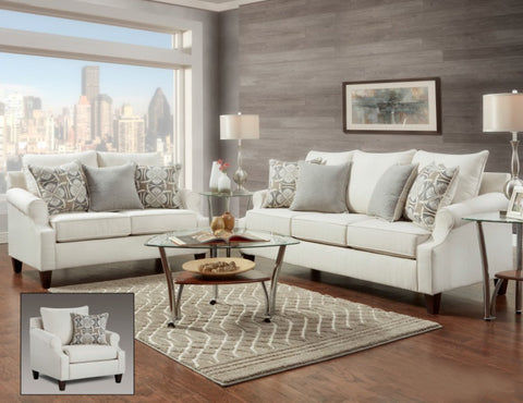 Ethan Cream Sofa & Loveseat Set; 2 PCS. SET - Furnlander