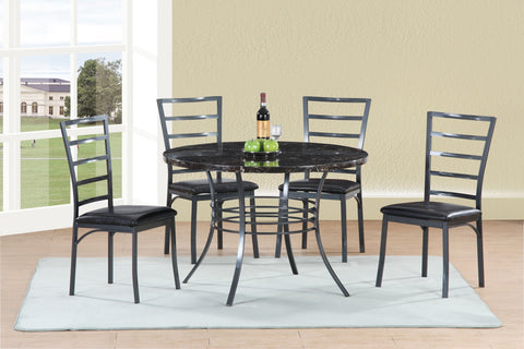 Pacifica Round Dining Table Set; Table + 4 Chairs (5 PCS. SET) - Furnlander