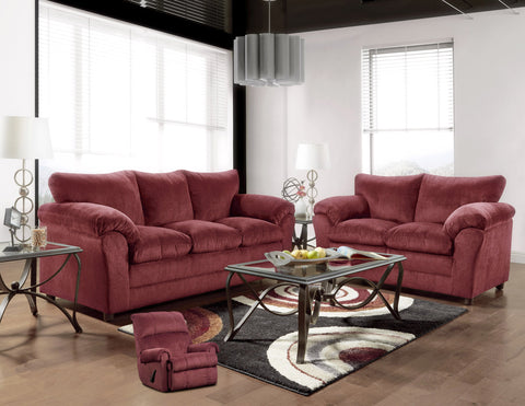 Kelly Burgundy Sofa & Loveseat Set; 2 PCS. SET - Furnlander