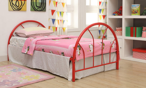 Red Metal Twin Bed (HB + FB + Rails) - Furnlander