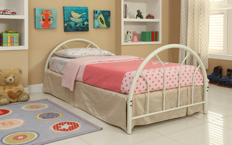 White Metal Twin Bed (HB + FB + Rails) - Furnlander