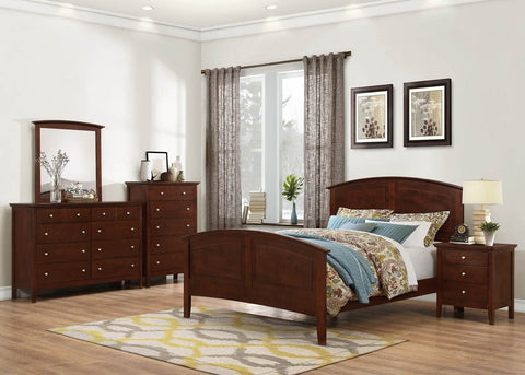 Aubree Cherry Finish Bed; 4 PCS. SET (QB, NS, DR, MR) - Furnlander