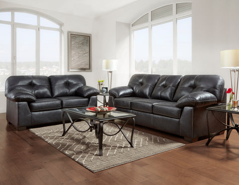 Nevada Black Sofa & Loveseat Set; 2 PCS. SET - Furnlander