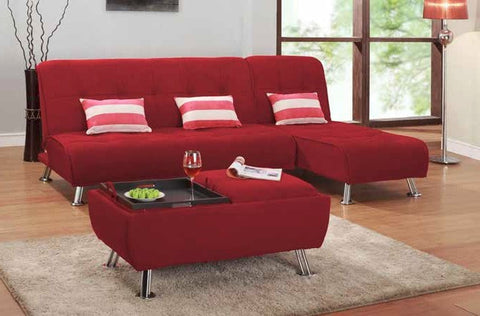 Paige Red Microfiber Klik Klak Sofa - Furnlander