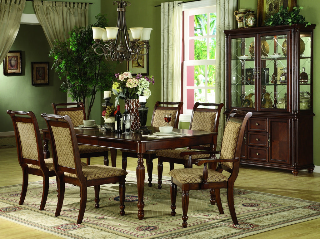 Savannah Formal Dining Table Set; Table + 4 Side Chairs + 2 Arm Chairs (7 PCS. SET) - Furnlander