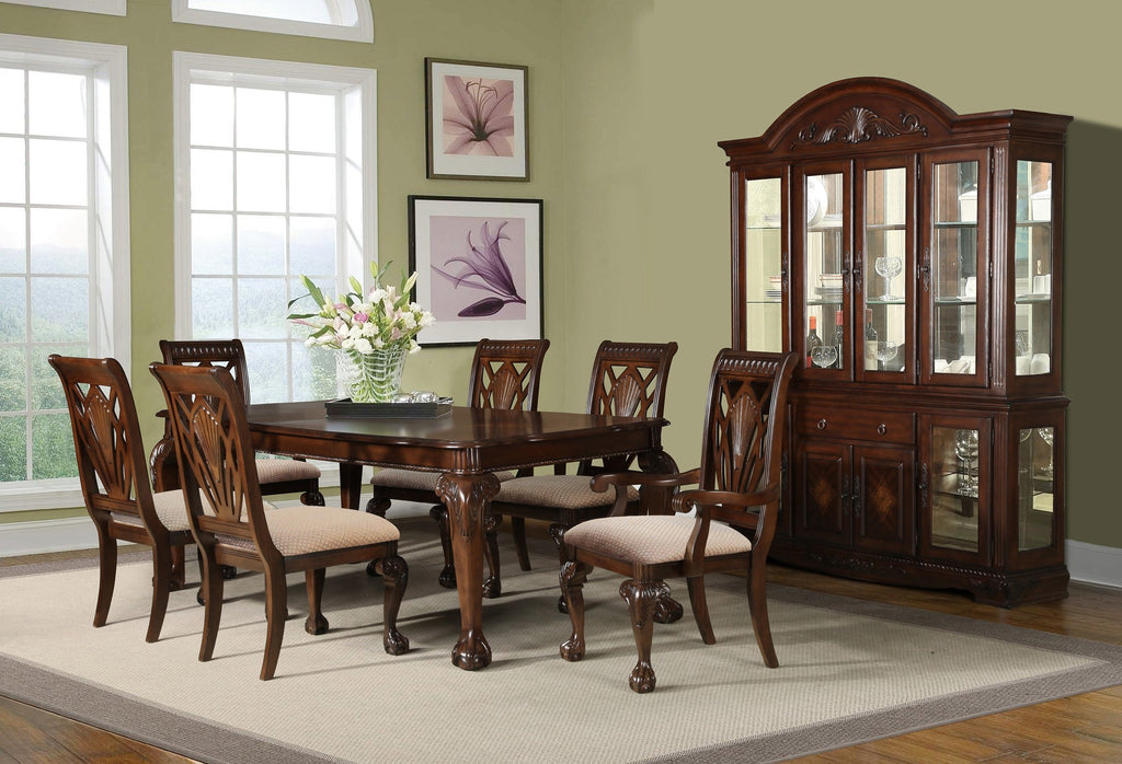 Alliston Formal Dining Table Set; Table + 4 Side Chairs + 2 Arm Chairs (7 PCS. SET) - Furnlander