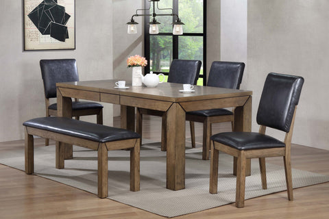 Edison Dining Table Set;  (Table + 4 Side Chairs & Bench)  6 PCS. SET - Furnlander