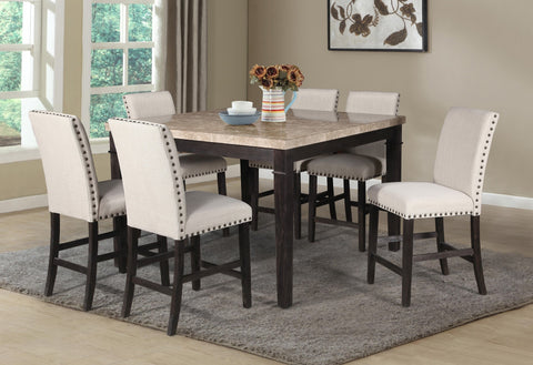 Sutton Counter Table Set; Table + 6 Chairs (7 PCS. SET) - Furnlander