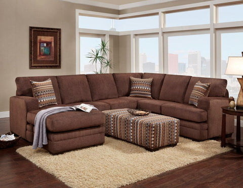 Azalea Chocolate Sectional Sofa Set - Furnlander