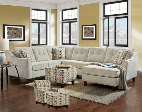 Sydney Cream Sectional Sofa Set - Furnlander