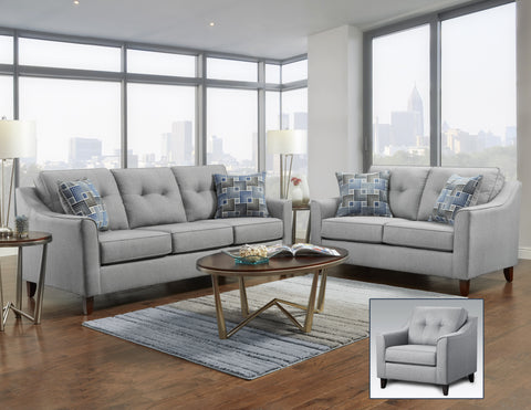 Ratio Pewter Sofa & Loveseat Set; 2 PCS. SET - Furnlander