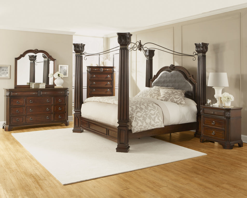 Alero Canopy Bed; 4 PCS. SET (QB, NS, DR, MR) - Furnlander