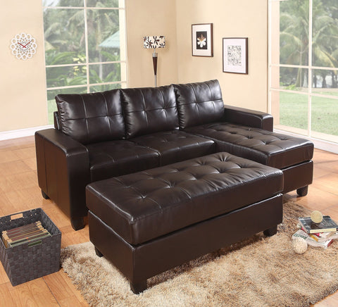 Reno Espresso Sectional & Ottoman Set - Furnlander