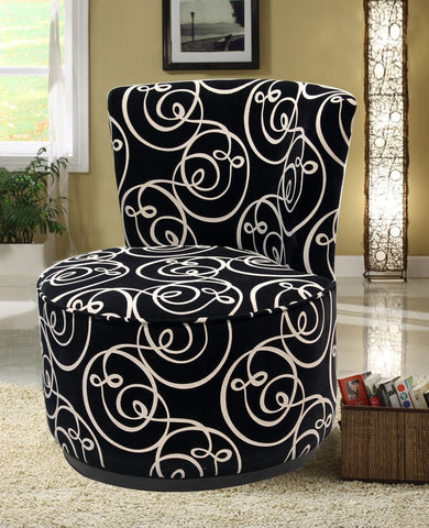 Black Swirl Swivel Chair - Furnlander