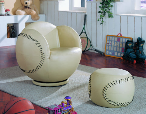 Baseball Swivel Chair w/ Ottoman - Furnlander