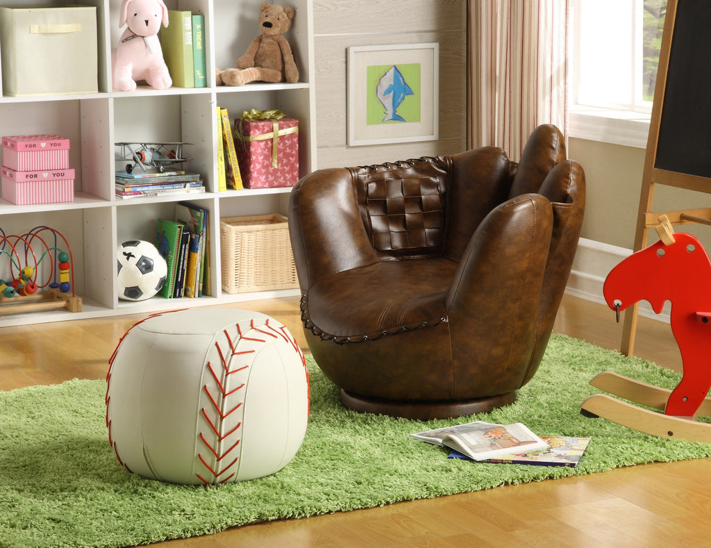 Baseball Glove Swivel Chair w/ Ottoman - Furnlander