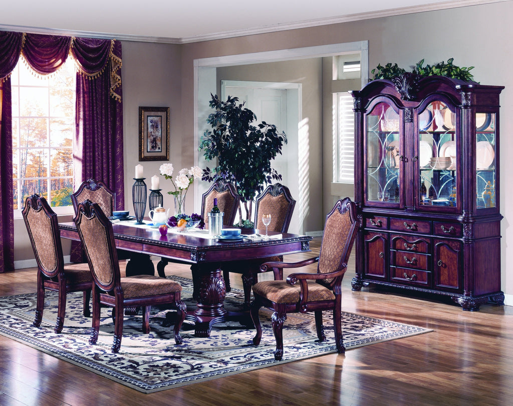 Baxter Double Pedestal Formal Dining Table Set; Table + 4 Side Chairs + 2 Arm Chairs (7 PCS. SET) - Furnlander