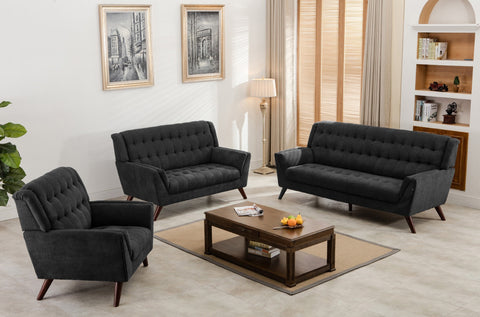 Sophie Fabric Dark Gray Sofa & Loveseat Set; 2 PCS. SET - Furnlander