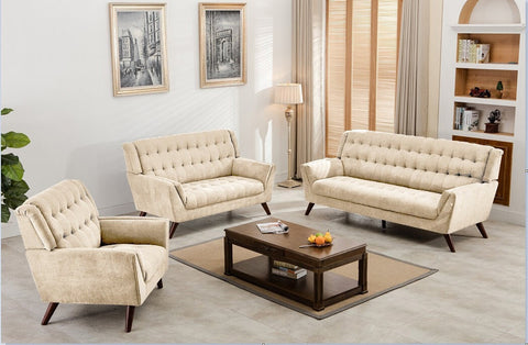 Sophie Fabric Neutral Sofa & Loveseat Set; 2 PCS. SET - Furnlander