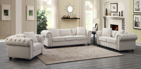 Regatta Beige Linen Sofa & Loveseat Set; 2 PCS. SET - Furnlander