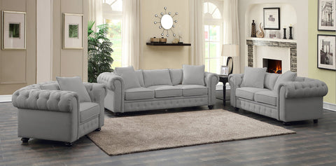 Regatta Gray Linen Sofa & Loveseat Set; 2 PCS. SET - Furnlander