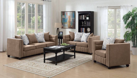 Kingston Fabric Taupe Sofa & Loveseat Set; 2 PCS. SET - Furnlander