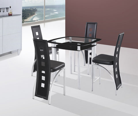 Gavin Black Counter Table Set; Table + 4 Chairs (5 PCS. SET) - Furnlander