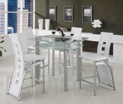 Gavin White Counter Table Set; Table + 4 Chairs (5 PCS. SET) - Furnlander