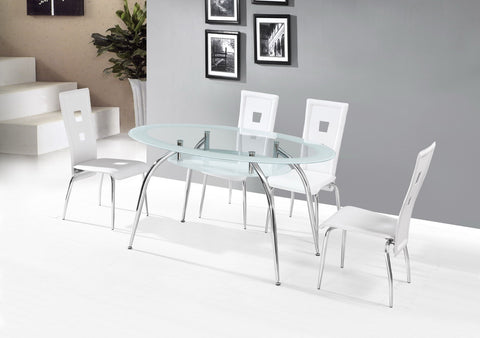 Rhodes White Dining Table Set; Table + 4 Chairs (5 PCS. SET) - Furnlander