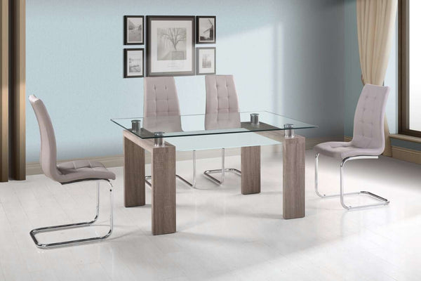 Valentino Beige Dining Table Set;  Table + 4 Chairs (5 PCS. SET) - Furnlander