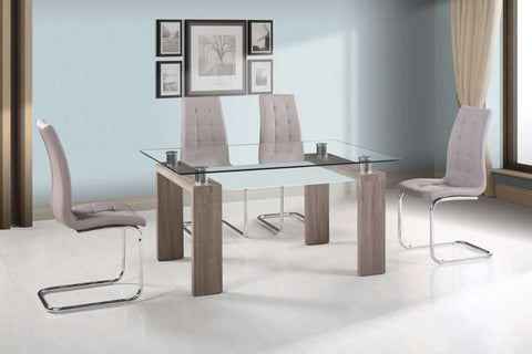 Valentino Beige Dining Table Set; Table + 4 Chairs (5 PCS. SET) - Furnlander