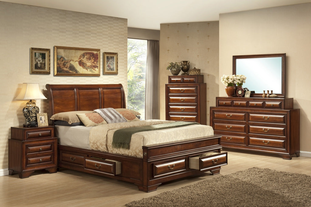 Kaylee Bed w/6 Drawers; 4 PCS. SET (QB, NS, DR, MR) - Furnlander