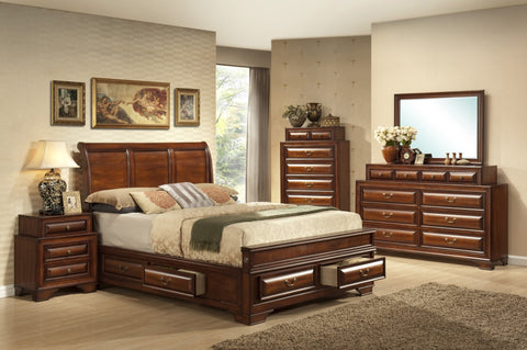 Kaylee Bed w/6 Drawers;  4 PCS. SET (QB, NS, DR, MR) - Furnlander