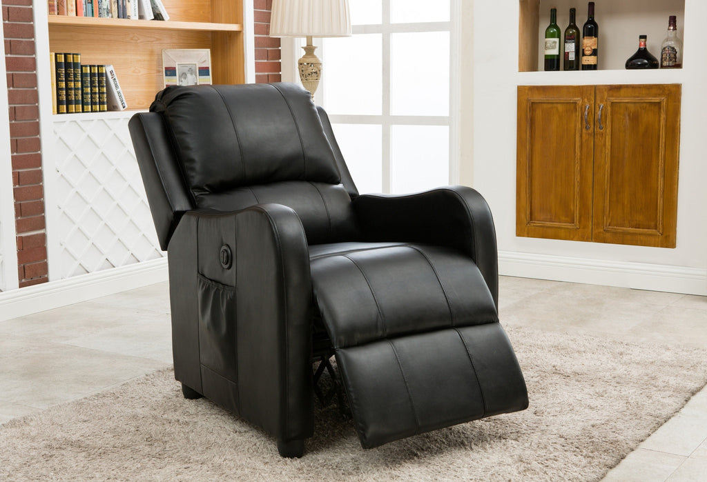 Hitchcock PU Power Recliner Black - Furnlander