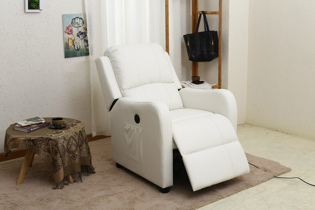 Hitchcock PU Power Recliner White - Furnlander