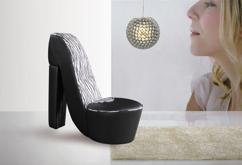 Upholstered Shoe Chair Black Zebra - Furnlander