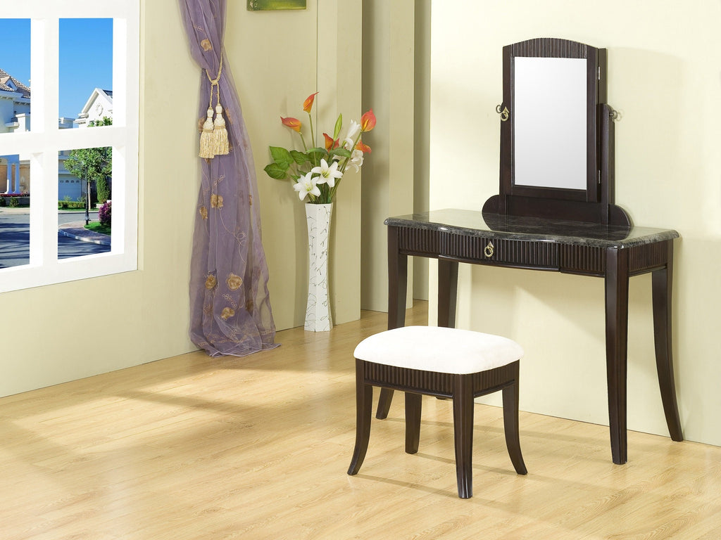 Garrison Vanity Set w/ Hidden Jewelry Cabinet Black 2 PCS. SET - Furnlander
