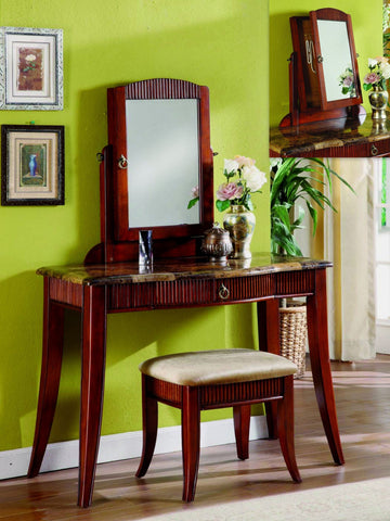 Garrison Vanity Set with Hidden Jewelry Cabinet Cherry  2 PCS. SET - Furnlander
