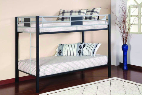 Twin / Twin Black & Silver Metal Bunk Bed - Furnlander