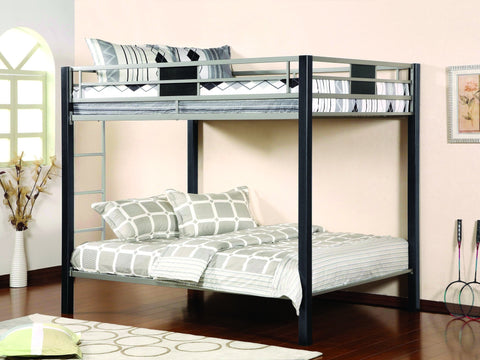 Full / Full Black & Silver Metal Bunk Bed - Furnlander
