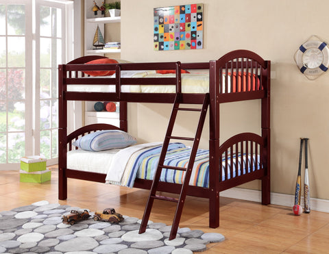 Harley Convertible Twin / Twin Bunk Bed Cherry - Furnlander