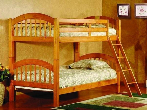 Harley Convertible Twin / Twin Bunk Bed Honey Pine - Furnlander