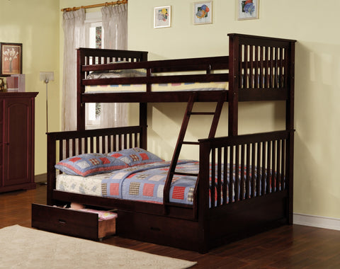 Wood Convertible Twin / Full Bunk Bed Espresso - Furnlander