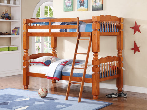 Wood Convertible Twin / Twin Bunk Bed Honey Pine - Furnlander