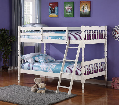 Bora Wood Convertible Twin / Twin Bunk Bed White - Furnlander