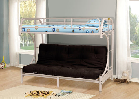 Twin / Full "C" Style Metal Bunk Bed White - Furnlander