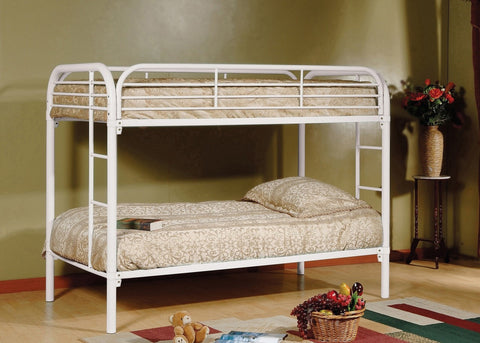 Twin / Twin Metal Bunk Bed White - Furnlander