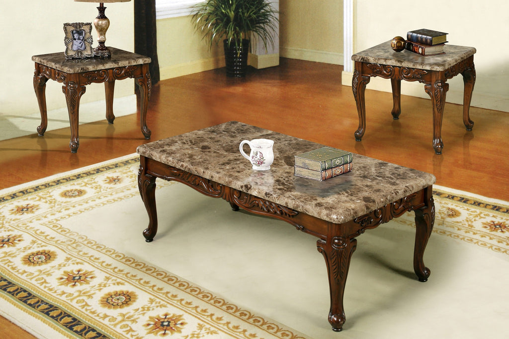 Benedict Coffee Table Set Cherry 3 PCS. SET (1C + 2E) - Furnlander