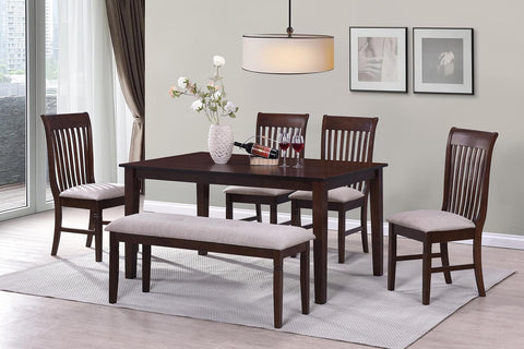 Valeria Dining Table Set; Table + 4 Chairs + Bench (6 PCS. SET) - Furnlander
