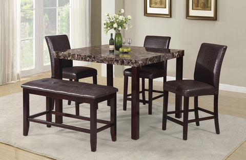 Raleigh Counter Table Set;  Table + 4 Chairs + Bench  (6 PCS. SET) - Furnlander